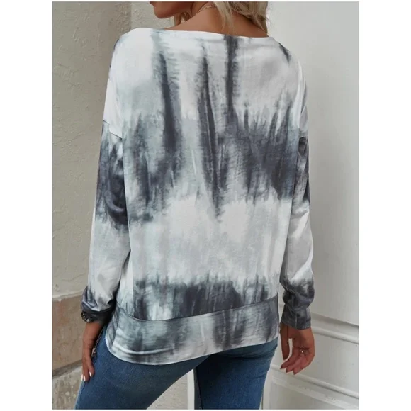 #51 Tie dye Off Shoulder Oversized Top - Picture 3 of 6